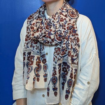 Foulard "Bouquet" écru/ indigo/noir