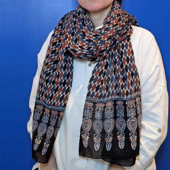 Foulard "Cinetic" indigo/garance/noir