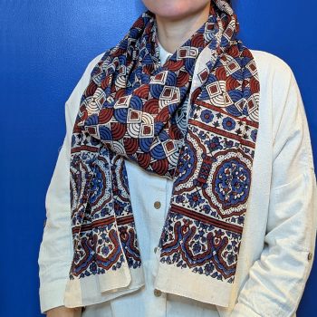 Foulard "Coquille" écru/ indigo/noir