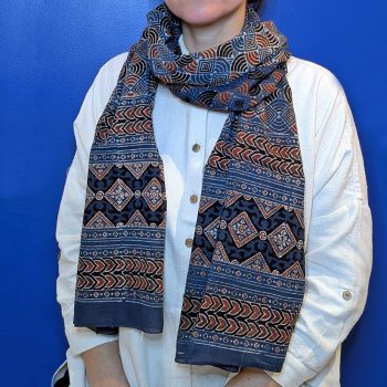 Foulard "Coquille" indigo/garance/noir