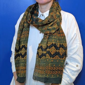 Foulard "Coquille" vert/rouille