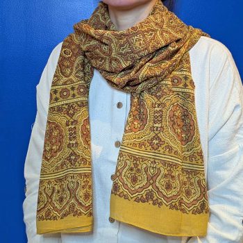 Foulard "Méandres" rouille/moutarde