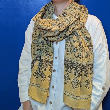 Foulard "Panache" moutarde/turquoise