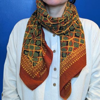 Grand carré "Shibo" rouille/turquoise