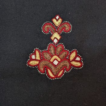 broderie Bouquet marron/bordeaux