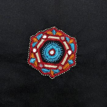 broderie Cercle orange/turquoise