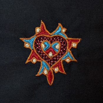 broderie Ex-voto orange/turquoise