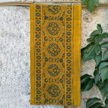 Bordure en velours côtelé curcuma-turquoise ZELLIGE