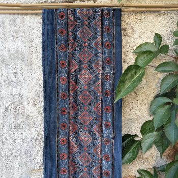 Bordure en velours côtelé indigo-garance ISAN