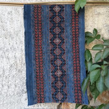 Bordure en velours côtelé indigo-garance ISAN