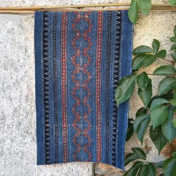 Bordure en velours côtelé indigo-garance PETRA