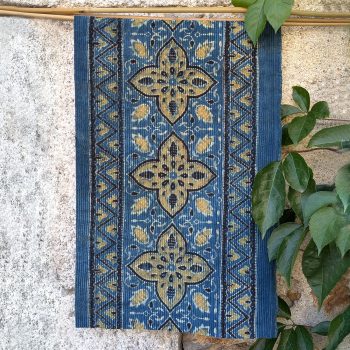 Bordure en velours côtelé turquoise-moutarde ALTHEA