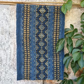 Bordure en velours côtelé turquoise-moutarde MIAO
