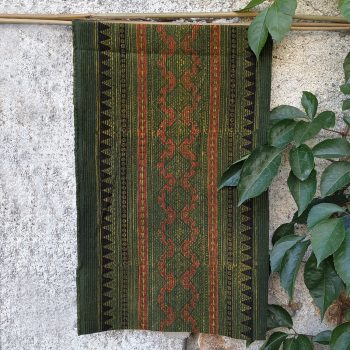 Bordure en velours côtelé vert-orange PETRA