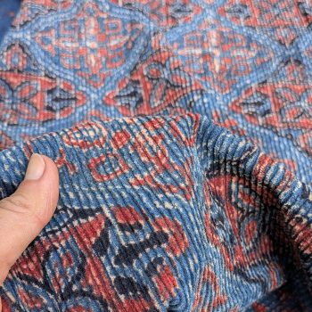 Velours côtelé indigo-garance MEANDRES