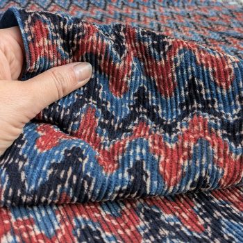 Velours côtelé indigo-garance ZIGZAG